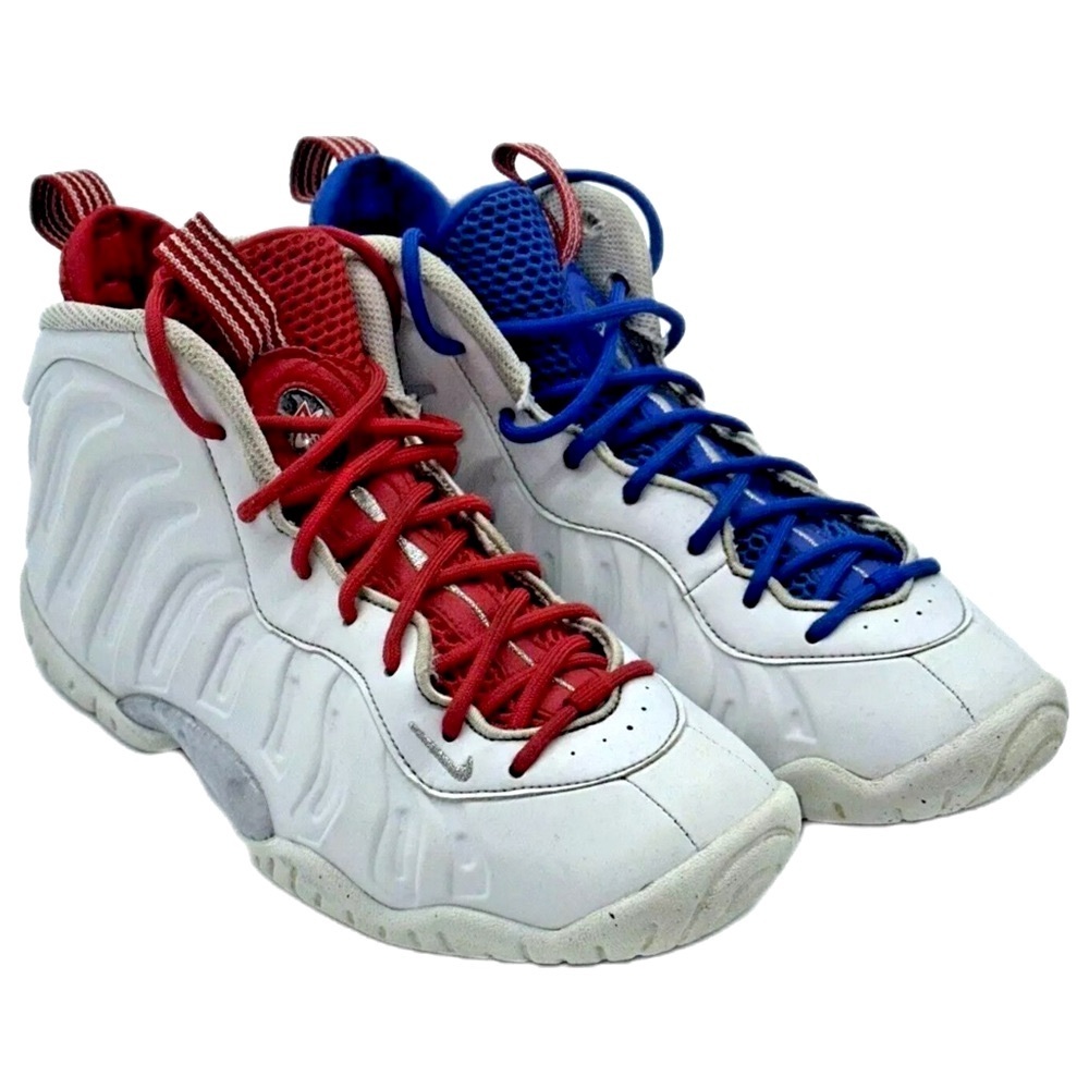 red white & blue Nike little posite 1 USA moon | 90s foamposite hoops | July 4th - Picture 10 of 10